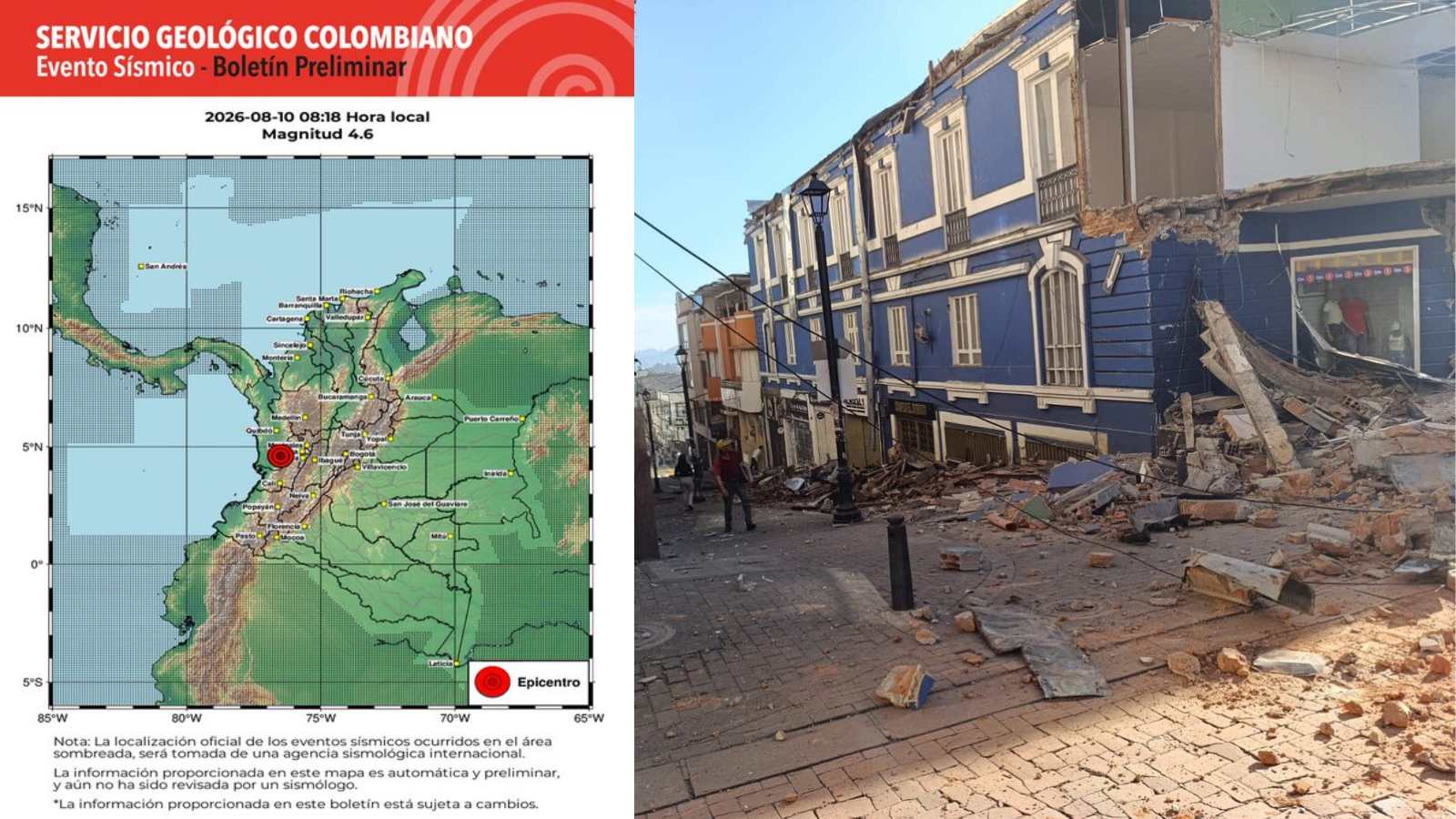 Sismo de 7,4 deja heridos en Chocó y graves daños en varias ciudades