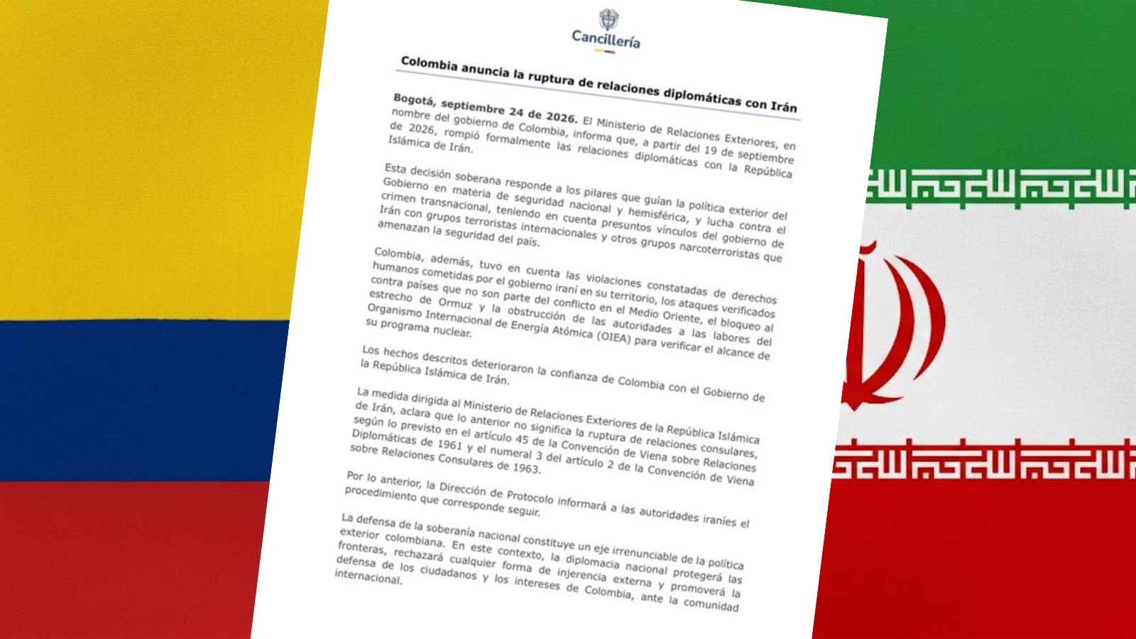 Colombia rompe con Irán